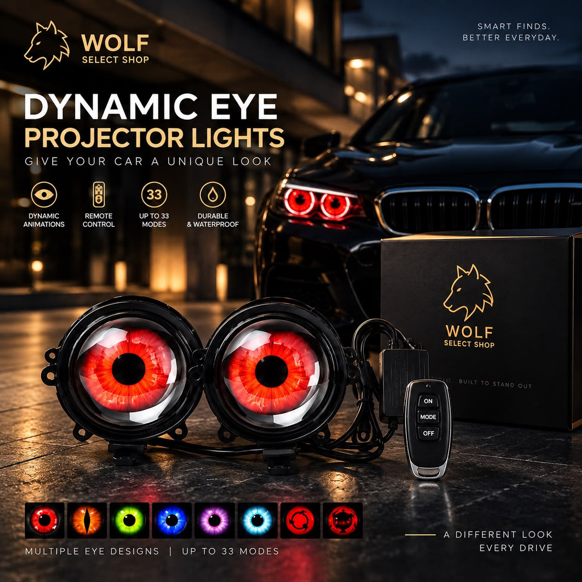 Dynamic Demon Eye Projector Lights – 33 Modes