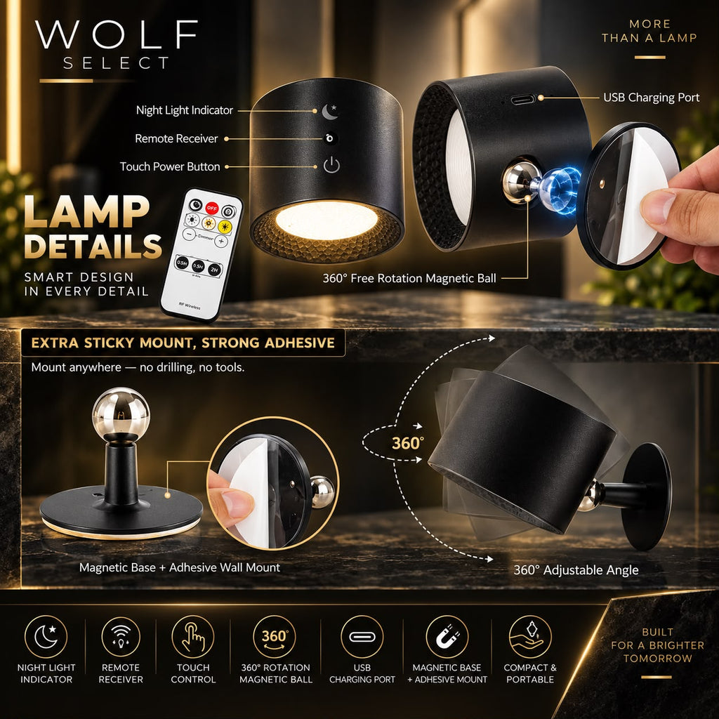 5W 360° Magnetic Rechargeable LED Wall Lamp