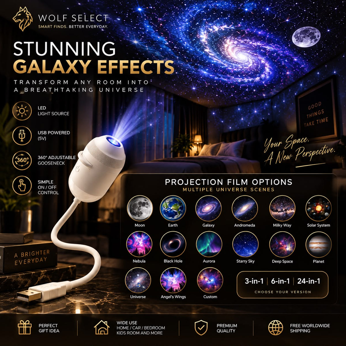 Mini Galaxy Projector – 24-in-1 Starry Sky Light
