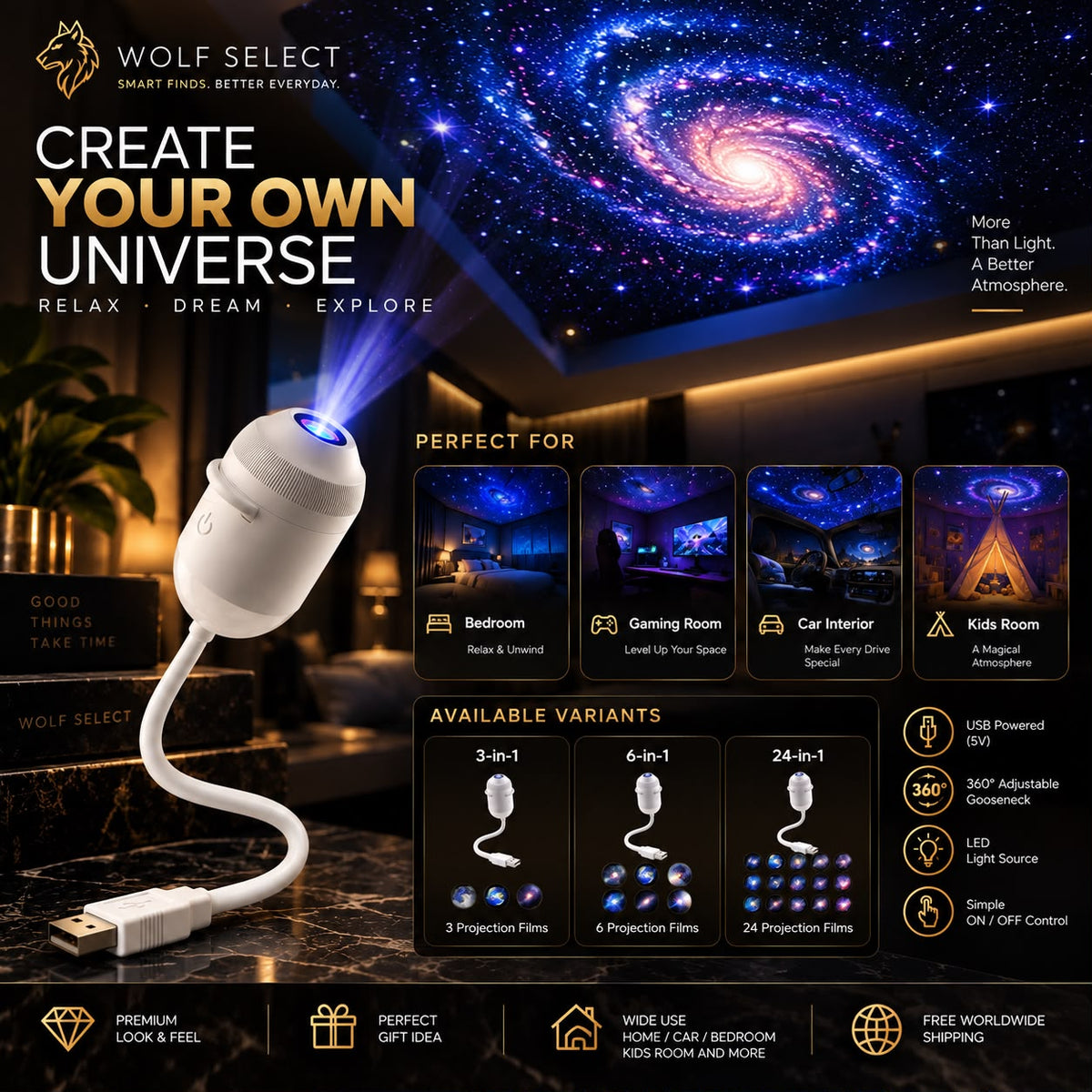 Mini Galaxy Projector – 24-in-1 Starry Sky Light