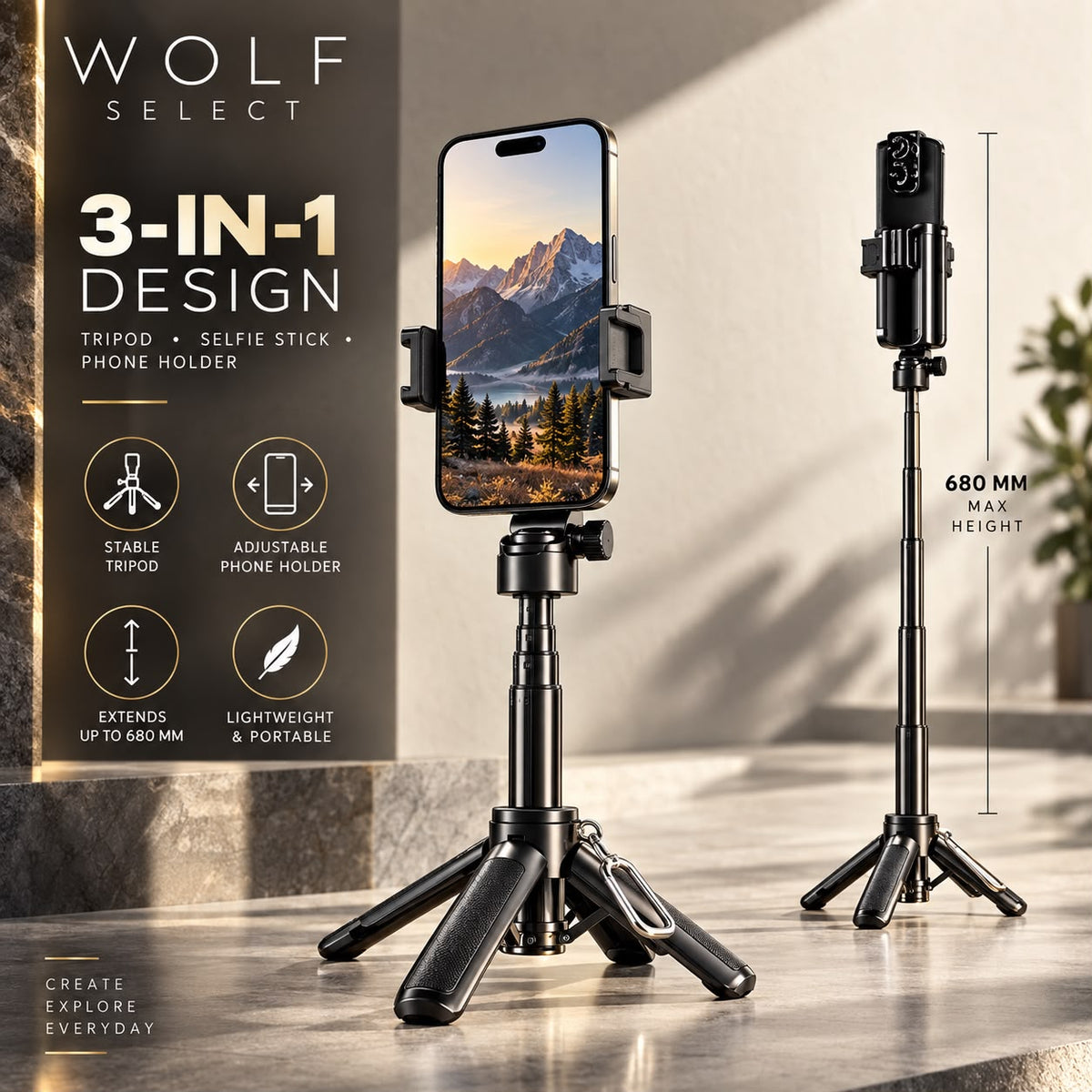 Pocket Tripod & Selfie Stick – P15 Mini